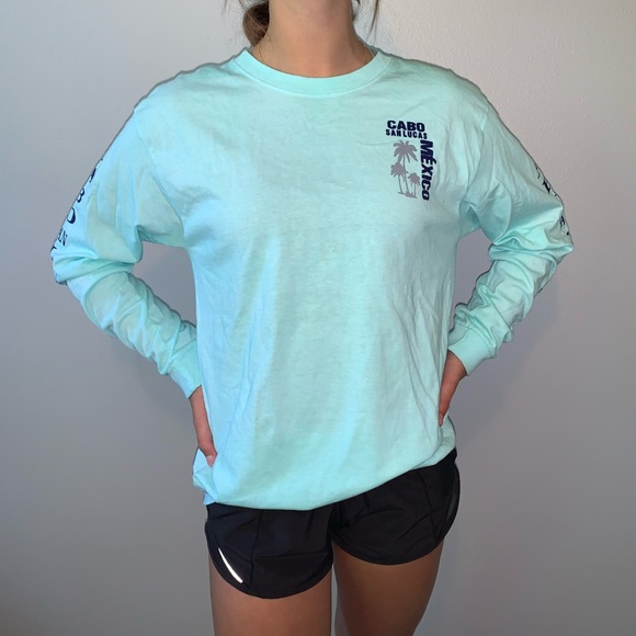 Tops - Turquoise/mint green long sleeve graphic t-shirt